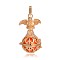 Golden Plated Brass Hollow Round Cage Pendants, with No Hole Spray Painted Brass Beads, Dark Orange, 45x25x24mm, Hole: 3x8mm