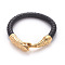 Retro Leather Cord Bracelets, with 304 Stainless Steel Hook Clasps, Snake, Golden, 8-1/8 inch~8-1/4 inch(20.5~21cm), 8mm