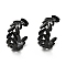 Leaf Wrap Stud Earrings, Ion Plating(IP) 304 Stainless Steel Half Hoop Earrings for Women, Electrophoresis Black, 20.5x22x8mm, Pin: 0.8mm