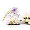 Gold Stamping Moon & Star Organza Drawstring Gift Storage Bags, Rectangle, Medium Purple, 9x7cm