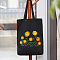 DIY Sunflower Pattern Tote Bag Embroidery Kit, including Embroidery Needles & Thread, Cotton Fabric, Plastic Embroidery Hoop, Black, 390x340mm