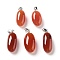 Natural Agate Dyed Pendants, Oval Charms with Stainless Steel Color Plated Stainless Steel Snap on Bails, Brown, 21~32x9.5~16.5x10.5x7.5~12.5mm, Hole: 6x3mm