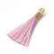 Polyester Tassel Pendants, Pink, 80~83x7~8mm, Hole: 5~7mm