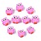 Handmade Polymer Clay Beads, Owl, Hot Pink, 9~10.5x8~10x4~5mm, Hole: 1.6mm