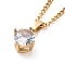 Clear Cubic Zirconia Pendant Necklace, Ion Plating(IP) 304 Stainless Steel Jewelry for Women, Golden, 15.94 inch(40.5cm)