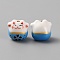 Handmade Porcelain Beads, Famille Rose Porcelain, for DIY Accessories, Fortune Cat, Dodger Blue, 13x14x11mm, Hole: 2mm