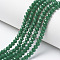 Opaque Solid Color Glass Beads Strands, Faceted, Rondelle, Green, 4x3mm, Hole: 0.4mm, about 113~115pcs/strand, 41~42cm