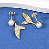 Fishtail Brass Micro Pave Clear Cubic Zirconia Dangle Stud Earrings EJEW-C172-06G-2