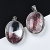 Transparent Glass Oval Pendants GLAA-S199-005-4