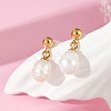 304 Stainless Steel Natural Freshwater Pearl Dangle Stud Earrings X-EJEW-G423-20G-4