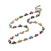 Moon with Evil Eye Enamel Link Chain Necklace NJEW-G117-02G-01-1