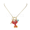 Handmade Lampwork Red Shrimp Pendant Nekclaces NJEW-JN05913-2