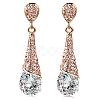 Real 18K Gold Plated Brass Rhinestone Teardrop Stud Earrings EJEW-EE0001-232A-1
