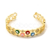 Colorful Enamel Evil Eye Open Cuff Bangle with Cubic Zirconia BJEW-A136-05G-1
