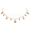 Natural Agate Round & Alloy Enamel Star Charms Bib Necklace with 304 Stainless Steel Chains NJEW-JN04404-01-2