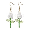 Stainless Steel Glass Flower Dangle Earrings EJEW-MZ00574-05-2