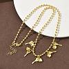 Brass Key & Heart Pendant Bib Necklaces NJEW-G183-08G-1