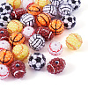 30Pcs 6 Styles Sport Theme Resin Rhinestone Beads RESI-TA0003-97-2