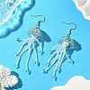 304 Stainless Steel Glass Seed Beads Jellyfish Dangle Earrings EJEW-MZ00553-05-1