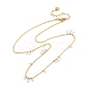 304 Stainless Steel Ball Chain Colorful Cubic Zirconia Flat Round Tassel Necklaces for Women LS-NJEW-A051-03G-02-4