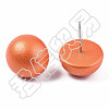 Painted Half Round Schima Wood Earrings for Girl Women EJEW-T017-02-2