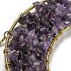 Wire Wrapped Natural Amethyst Chip Moon Pendant Decoration HJEW-C006-03A-2