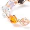 Glass Bicone Braided Finger Ring RJEW-JR00501-5