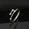 Constellations Rhodium Plated 925 Sterling Silver Micro Pave Clear Cubic Zirconia Adjustable Rings for Women RJEW-P130-01P-F-1
