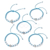 ABS Plastic Imitation Pearl Beads Braided Bead Bracelets for Women BJEW-JB13064-2
