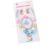 Cute Unicorn Alloy Plastic Children's Beaded Necklace & Bracelet & Cuff Ring & Clip-on Earring Jewelry Sets for Girl's FS-WGF4311-03-1
