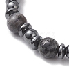 Natural Larvikite & Non-Magnetic Synthetic Hematite Beaded Stretch Bracelets for Women BJEW-JB13136-4