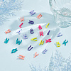 52Pcs 26 Style Rack Plating Spray Painted Alloy 1-Loop/2-Loop Link Pendants FIND-NB0004-34-4