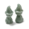 Natural Green Aventurine Carved Healing Cat with Witch Hat Figurines DJEW-D012-07F-2
