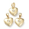 Brass Micro Pave Clear Cubic Zirconia Locket Pendants KK-P199-13G-1
