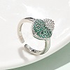 Sacred Heart Brass Micro Pave Cubic Zirconia Cuff Rings for Women RJEW-B117-01P-2