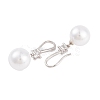 Rack Plating Brass Cubic Zirconia ABS Pearl Earring Hooks EJEW-S219-16P-06-2
