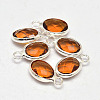 Oval Faceted Silver Tone Brass Glass Charms GLAA-O015-14S-1