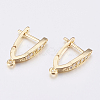 Brass Micro Pave Cubic Zirconia Hoop Earring Findings with Latch Back Closure LS-ZIRC-K075-30G-2