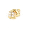 Brass Micro Pave Clear Cubic Zirconia Charms KK-Z151-18G-C-2