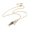 Ocean 304 Stainless Steel Enamel Fish Pendant Paperclip Chain Necklaces with Clear Cubic Zirconia SA-CBAD22F-07G-A-1