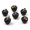 Synthetic Blue Goldstone Teacher Apple Charms G-Z022-02G-G-1