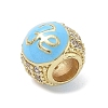 Real 18K Gold Plated Brass Micro Pave Cubic Zirconia Barrel European Beads KK-K368-19G-3