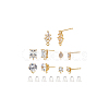 10Pcs 5 Style Brass with Cubic Zirconia Stud Earring Findings DIY-AN0001-14-8
