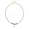 Electroplate Glass Faceted Rondelle Beaded Alloy Pendant 304 Stainless Steel Curb Chain Necklaces for Women NJEW-JN05764-01-4