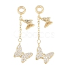 Brass Micro Pave Clear Cubic Zirconia Double Butterfly European Dangle Charms KK-H257-04G-1