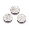 Non-Tarnish 304 Stainless Steel Textured Pendants X-STAS-I098-01-12mm-P-3