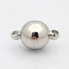 Tarnish Resistant Round 304 Stainless Steel Magnetic Clasps with Loops STAS-N014-01-14mm-1