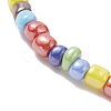 3Pcs 3 Style Heart & Flower & Hamsa Hand Lampwork & Seed Beaded Stretch Bracelets BJEW-JB09372-4