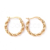 Iron Plating(IP) 304 Stainless Steel Twist Rope Hoop Earrings for Women Hand Polished EJEW-G298-07A-G-1