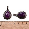 Natural Banded Agate Teardrop Pendants G-K363-01R-15-3
